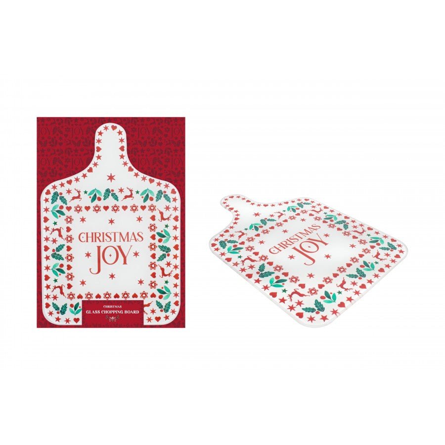 Christmas Joy Glass Chopping Board 20x29cm - Beattys of Loughrea | www.beattys.ie