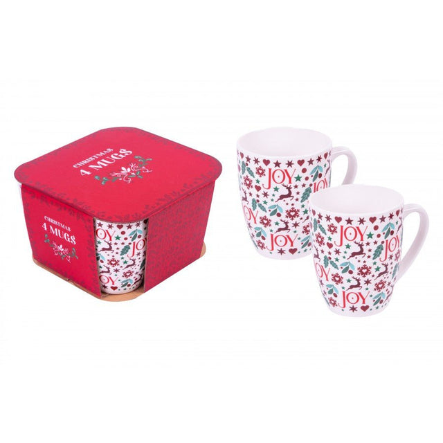 Christmas Joy Set Of 4 Mugs - GENERAL LOOSE WARE - Beattys of Loughrea