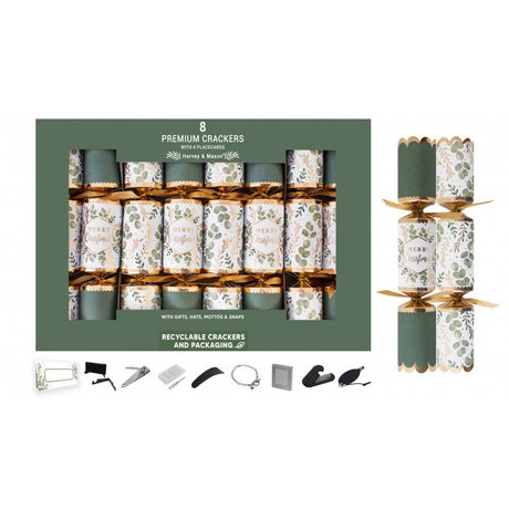 Harvey & Mason 8 Pack of Premium Eucalyptus Crackers - XMAS ACCESSORIES - Beattys of Loughrea