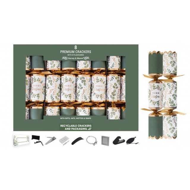 Harvey & Mason 8 Pack of Premium Eucalyptus Crackers - XMAS ACCESSORIES - Beattys of Loughrea