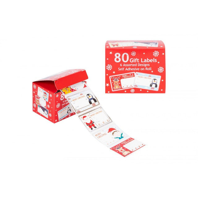 80 Pack Self-Adhesive Cute Gift Labels on Roll - XMAS ACCESSORIES - Beattys of Loughrea