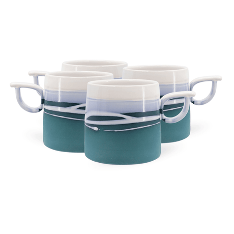 Paul Maloney Pottery Teal Set of 4 Mugs - MUG SETS - Beattys of Loughrea
