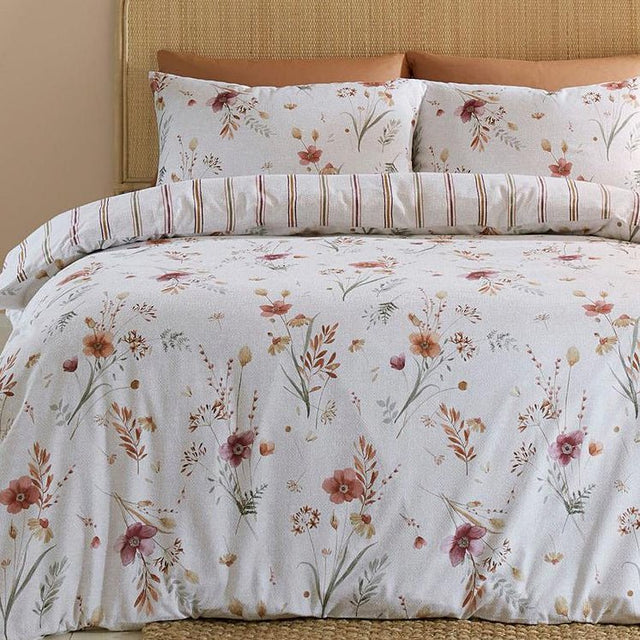 Catherine Lansfield Brushed Cotton Harvest Flowers Duvet Set - Kingsize - DUVET COVERS - Beattys of Loughrea