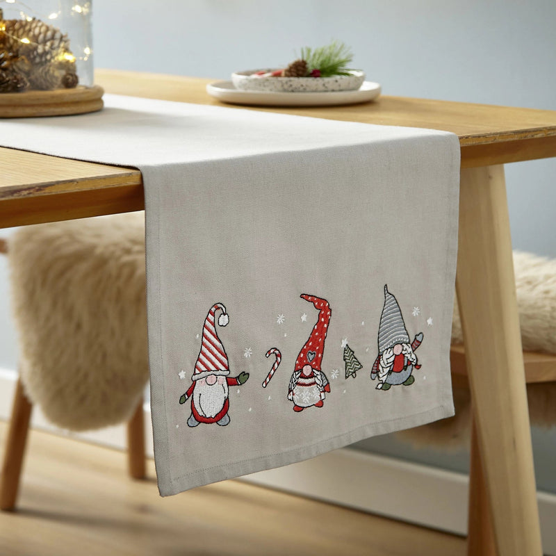 Catherine Lansfield Christmas Gnomes Table Runner 33x220cm - APRON/GLOVE/TEXTILE - Beattys of Loughrea