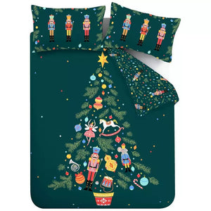 Catherine Lansfield Nutcracker Green Duvet Set - Kingsize - DUVET COVERS - Beattys of Loughrea