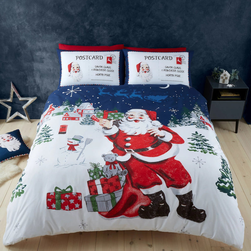 Catherine Lansfield Retro Father Christmas Duvet Cover Set - Single - DUVET COVERS - Beattys of Loughrea