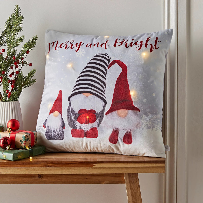 Catherine Lansfield Merry And Bright Gonks Light Up Cushion - CUSHIONS/COVERS - Beattys of Loughrea