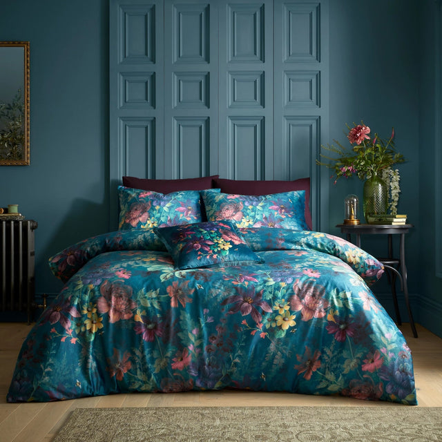 Bridgerton By Catherine Lansfield Romantic Floral Teal Duvet Cover Set - Super King - DUVET COVERS - Beattys of Loughrea