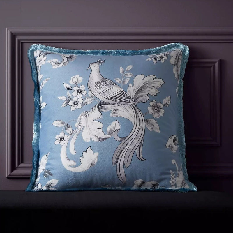 Bridgerton By Catherine Lansfield Regal Floral Blue Cushion - CUSHIONS/COVERS - Beattys of Loughrea