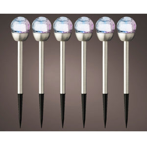 Set of 6 Crackle Glass Colour Changing Solar Lights - SOLAR / GARDEN ORNAMENTS - Beattys of Loughrea