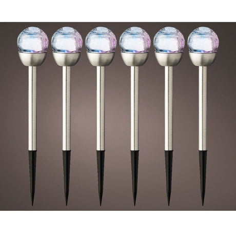 Set of 6 Crackle Glass Colour Changing Solar Lights - SOLAR / GARDEN ORNAMENTS - Beattys of Loughrea