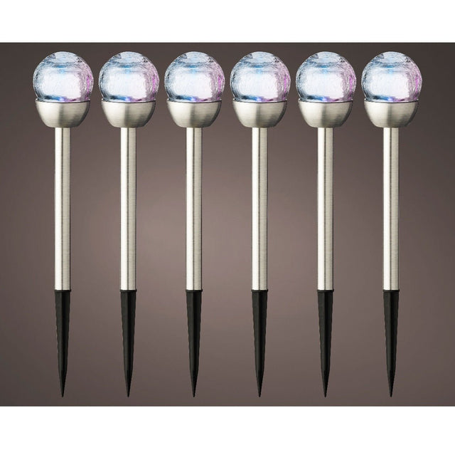 Set of 6 Crackle Glass Colour Changing Solar Lights - SOLAR / GARDEN ORNAMENTS - Beattys of Loughrea