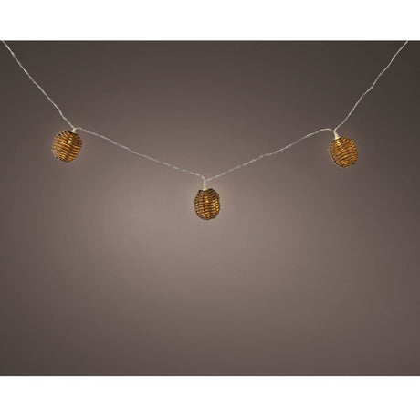 2.7m Natural Wicker Battery Operated String Lights with 10 LEDs - SOLAR / GARDEN ORNAMENTS - Beattys of Loughrea