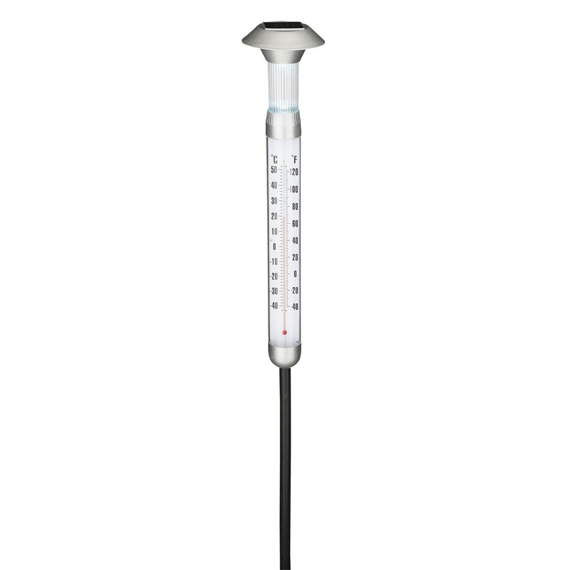 Solar Stake Light White LED with Thermometer - SOLAR / GARDEN ORNAMENTS - Beattys of Loughrea