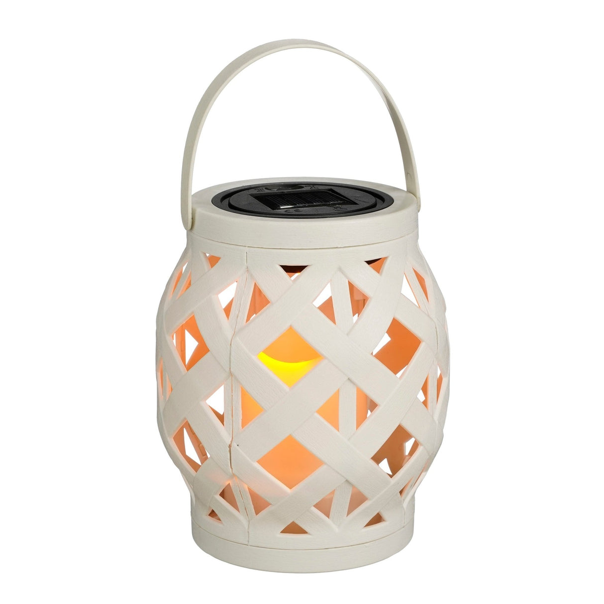Solar Lantern with White LED Candle 16.5 x 12.5cm - SOLAR / GARDEN ORNAMENTS - Beattys of Loughrea