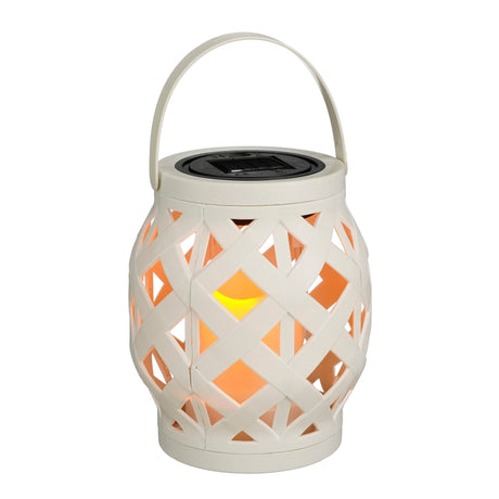 Solar Lantern with White LED Candle 16.5 x 12.5cm - SOLAR / GARDEN ORNAMENTS - Beattys of Loughrea