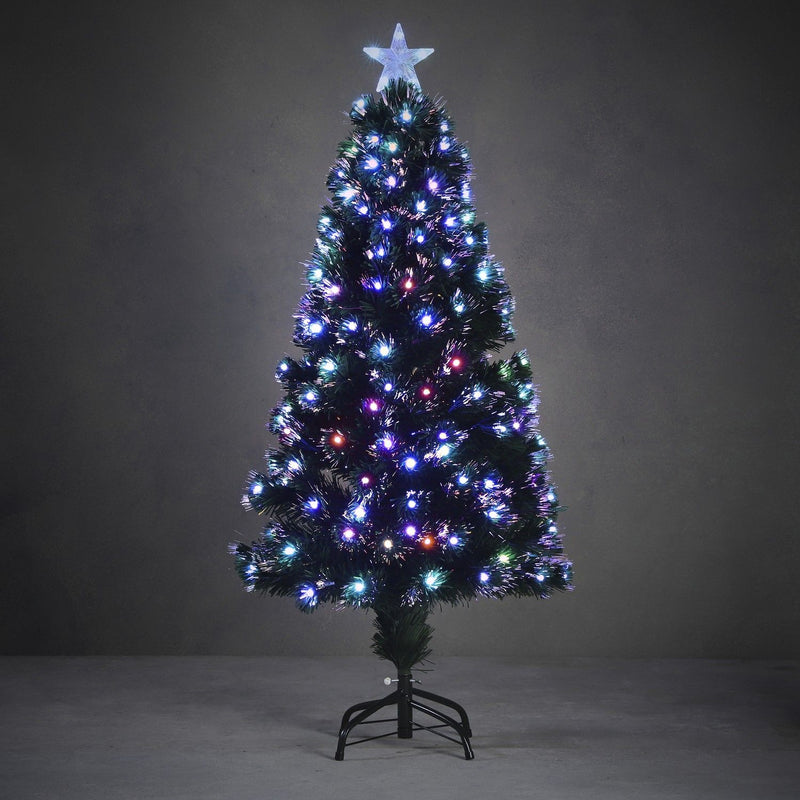 Luca Lighting Abbey Fibre Optic Green Multicolour Christmas Tree 4ft - XMAS TREE F/O LIGHT UP - Beattys of Loughrea