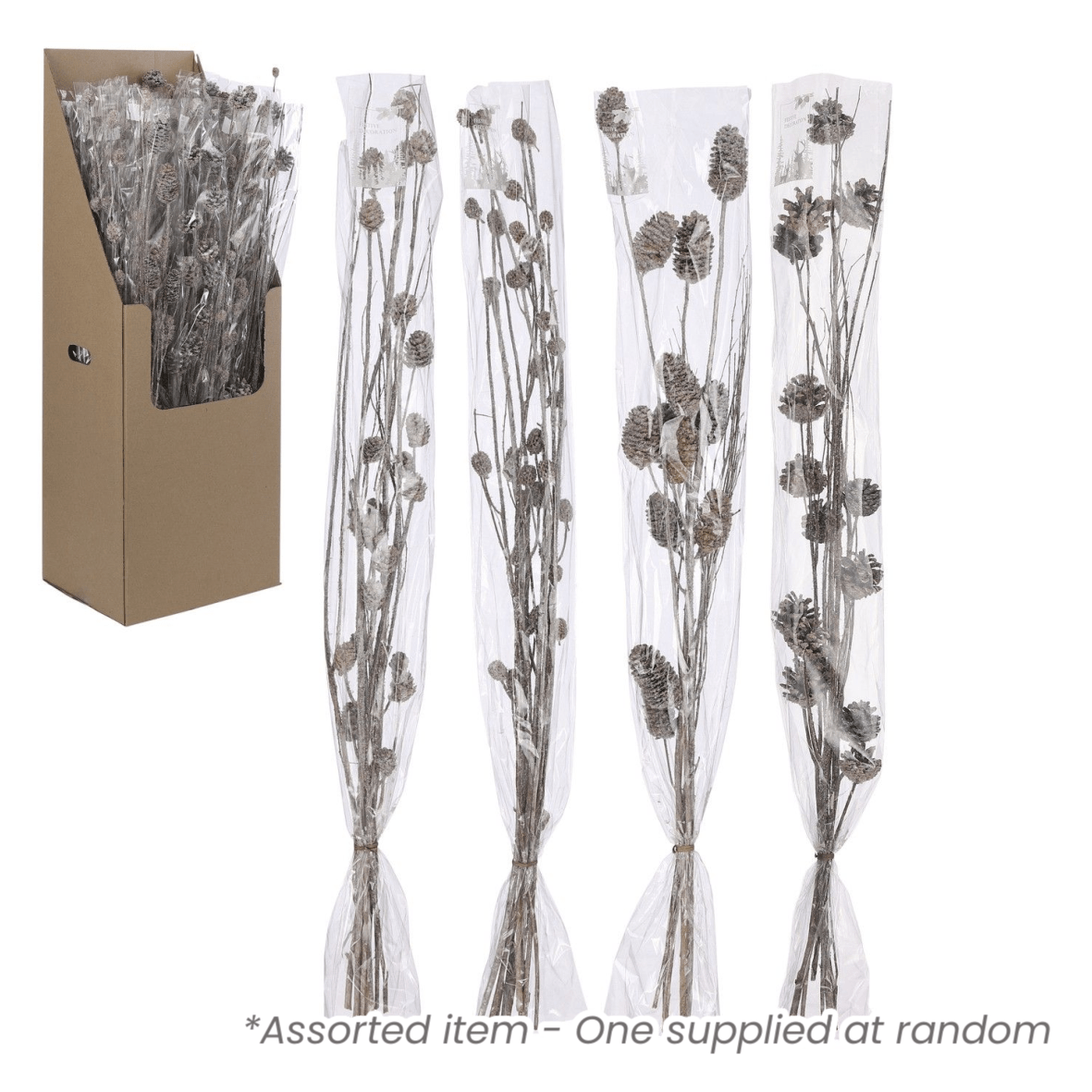 95cm Brown Spray Pine Cone Assorted - One Supplied - FLOWERS - PAPER/PLASTIC - Beattys of Loughrea