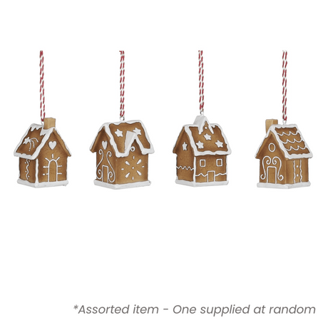 Gingerbread House Style Hanging Decoration Assorted - One Supplied - XMAS DECORATIONS - Beattys of Loughrea