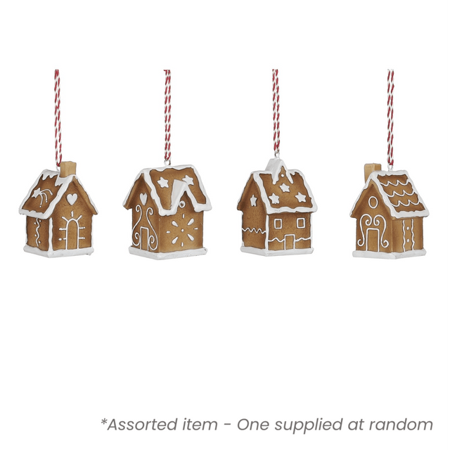 Gingerbread House Style Hanging Decoration Assorted - One Supplied - XMAS DECORATIONS - Beattys of Loughrea