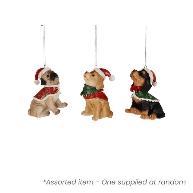 Hanging Dog Decoration Assorted - One Supplied - XMAS DECORATIONS - Beattys of Loughrea
