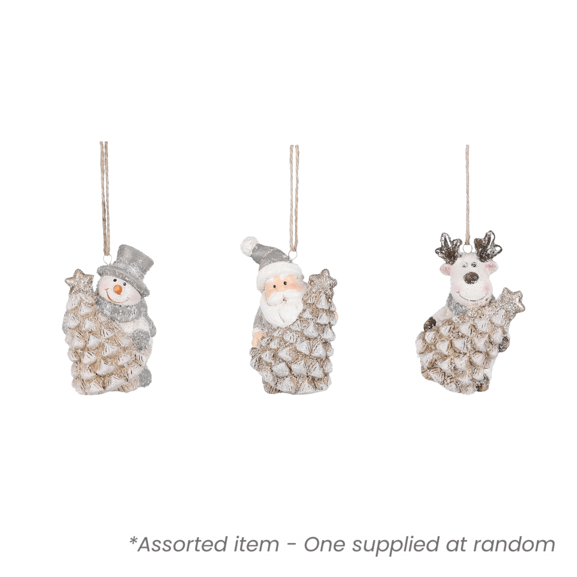 Hanging Grey Decoration Assorted - One Supplied - XMAS DECORATIONS - Beattys of Loughrea