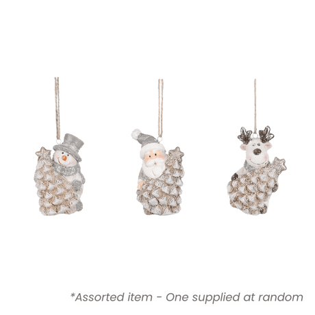 Hanging Grey Decoration Assorted - One Supplied - XMAS DECORATIONS - Beattys of Loughrea