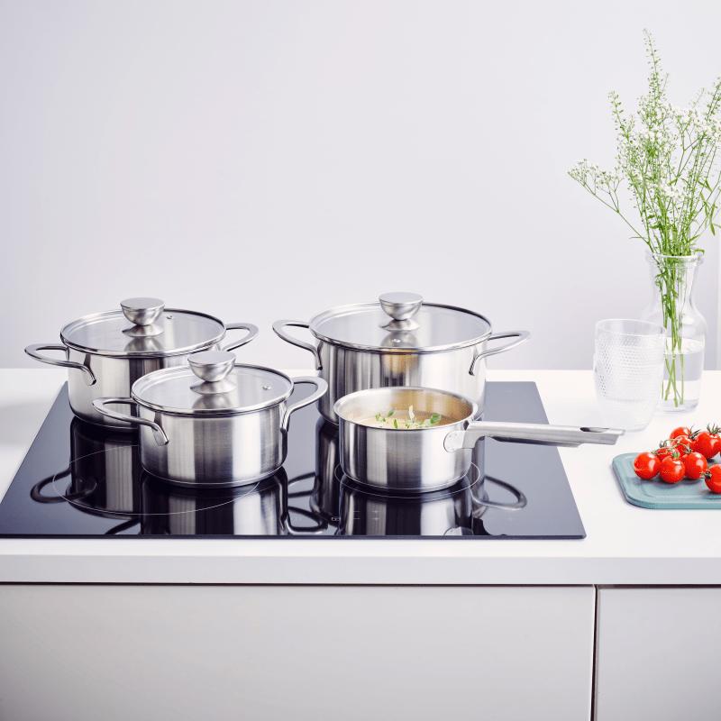 Brabantia Futura Recycled 4 Piece Saucepan Set - COOKWARE - S/STEEL - Beattys of Loughrea