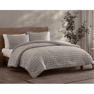 3 Piece Comforter Set Olivia Silver (Grey) - BED SPREADS/COVERS/QUILTS - Beattys of Loughrea