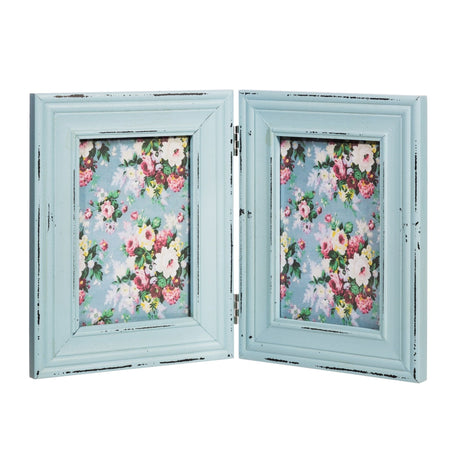 Delilah Double Photo Frame Blue - PHOTO FRAMES - PLATED, GILT, STONE - Beattys of Loughrea