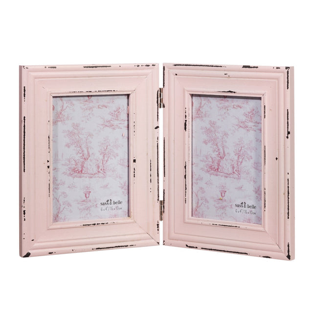 Delilah Double Photo Frame Pink - PHOTO FRAMES - PLATED, GILT, STONE - Beattys of Loughrea
