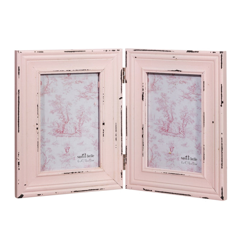 Delilah Double Photo Frame Pink - PHOTO FRAMES - PLATED, GILT, STONE - Beattys of Loughrea