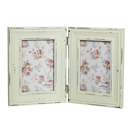 Delilah Double Photo Frame Green - PHOTO FRAMES - PLATED, GILT, STONE - Beattys of Loughrea