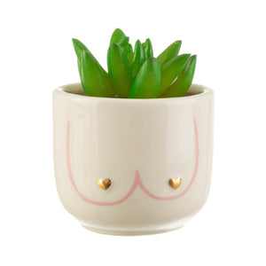 Mini Girl Power Boobies White Planter - PLASTIC FLOWER POT - Beattys of Loughrea