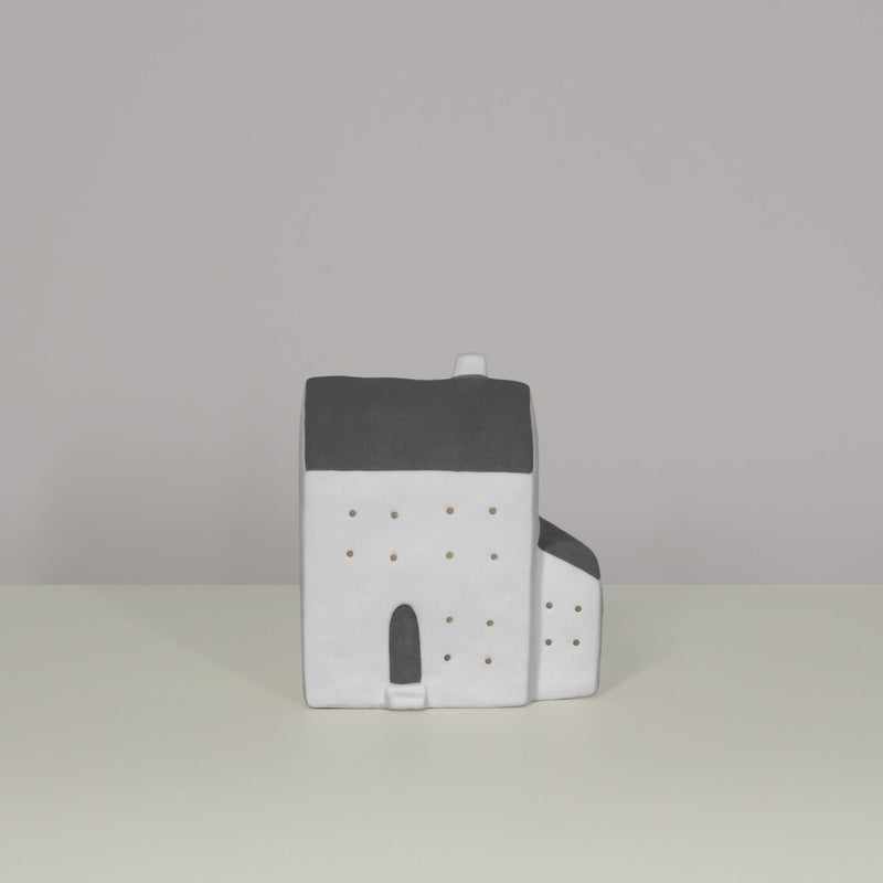 Ceramic LED House with Grey Roof 14cm - ORNAMENTS - Beattys of Loughrea