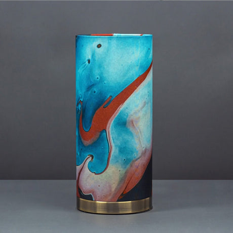 Fabric Lamp - Abstract Blue, Red and Black - TABLE/BEDSIDE LAMPS - Beattys of Loughrea