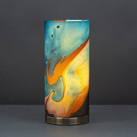 Fabric Lamp - Abstract Blue, Red and Black - TABLE/BEDSIDE LAMPS - Beattys of Loughrea