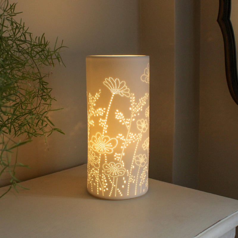 Ceramic Column Lamp – Daisies - TABLE/BEDSIDE LAMPS - Beattys of Loughrea