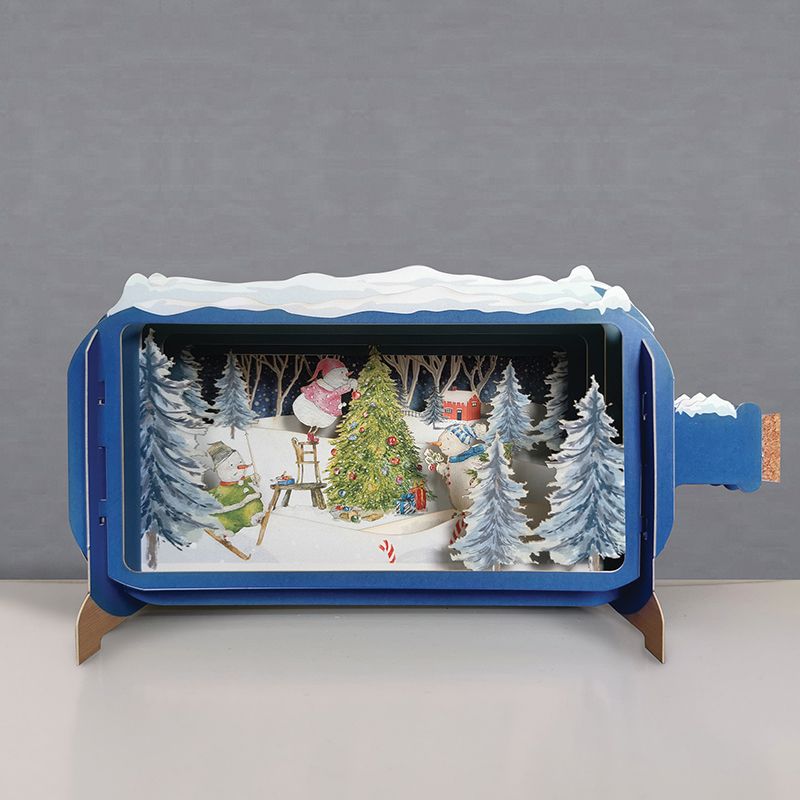 Message in a Bottle 3D Card Snowman Tree XMIB078 - Beattys of Loughrea | www.beattys.ie