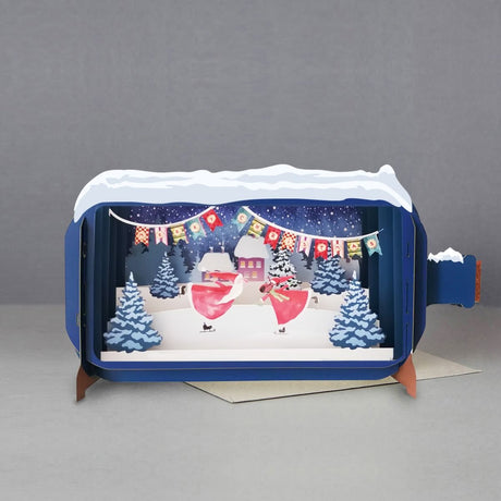 Message in a Bottle 3D Card Santa & Deer Skating XMIB017 - Beattys of Loughrea | www.beattys.ie
