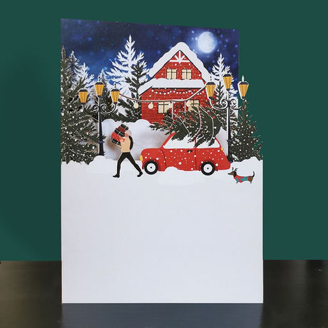 Paper Cut Pop Up Card Winter House CMS024 - CARD/GIFTWRAP/GIFTBAGS - Beattys of Loughrea