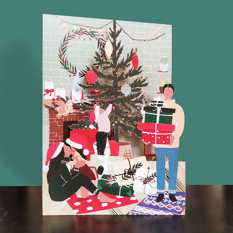 Paper Cut Pop Up Card Christmas Family CMS025 - Beattys of Loughrea | www.beattys.ie