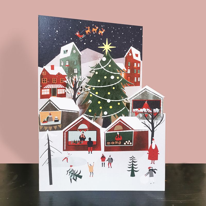 Paper Cut Pop Up Card Christmas Village CMS026 - Beattys of Loughrea | www.beattys.ie