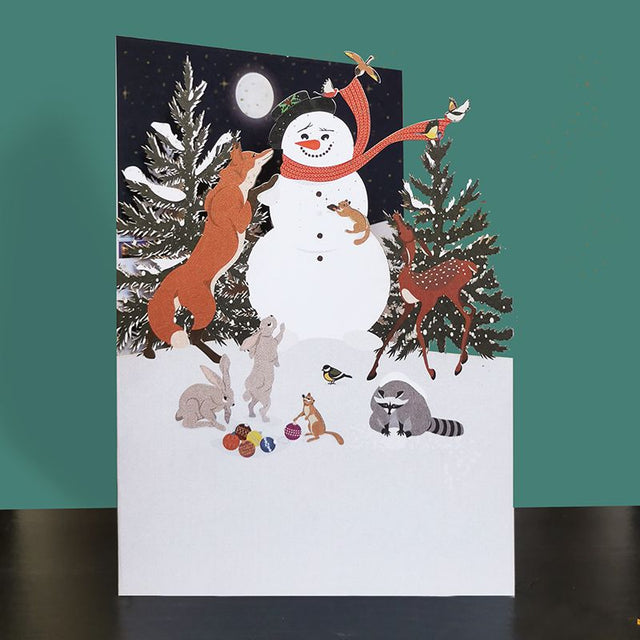 Paper Cut Pop Up Card Animals and Snowman CMS027 - Beattys of Loughrea | www.beattys.ie