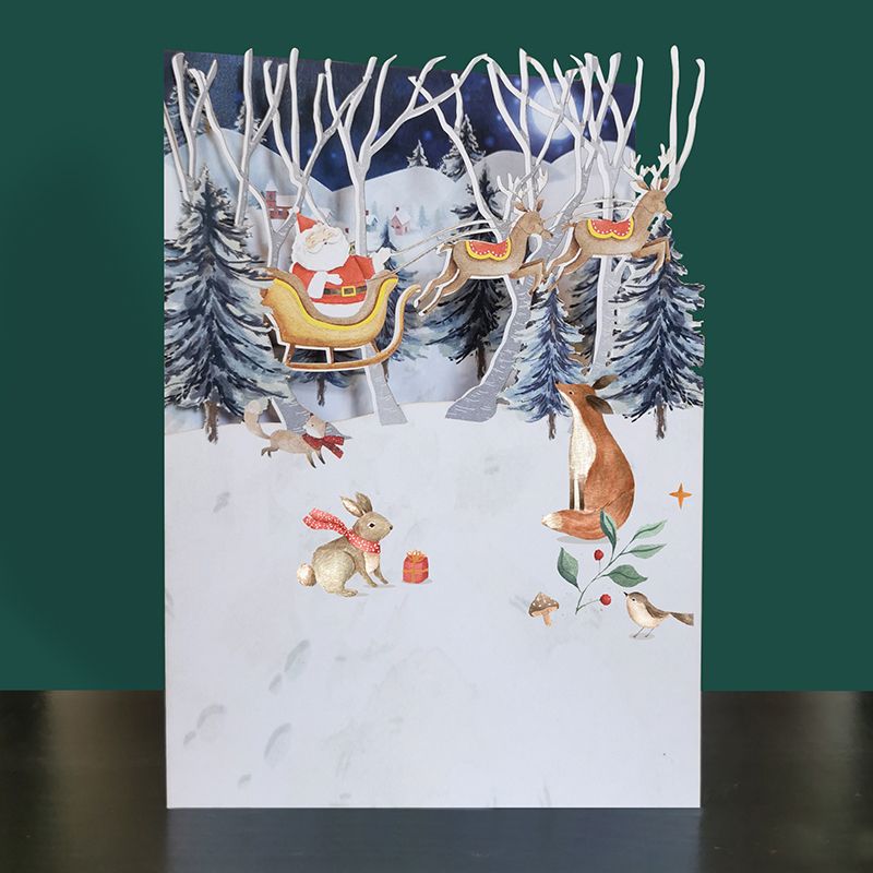 Paper Cut Pop Up Card Santa Sleigh CMS029 - Beattys of Loughrea | www.beattys.ie