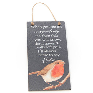 Slate Robin Remberance Plaque With When You See Me Verse - WALL PLAQUE/STATUES - Beattys of Loughrea