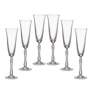 Crystal Bohemia Parus Set of 6 Flute Glasses 190ml - DRINKING GLASSES - Beattys of Loughrea