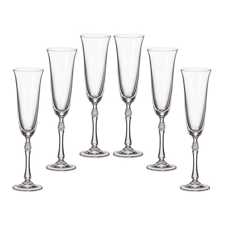 Crystal Bohemia Parus Set of 6 Flute Glasses 190ml - DRINKING GLASSES - Beattys of Loughrea
