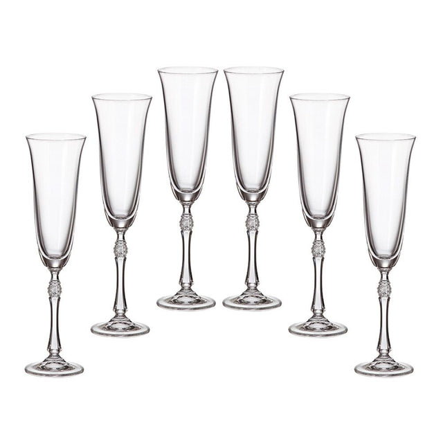 Crystal Bohemia Parus Set of 6 Flute Glasses 190ml - DRINKING GLASSES - Beattys of Loughrea