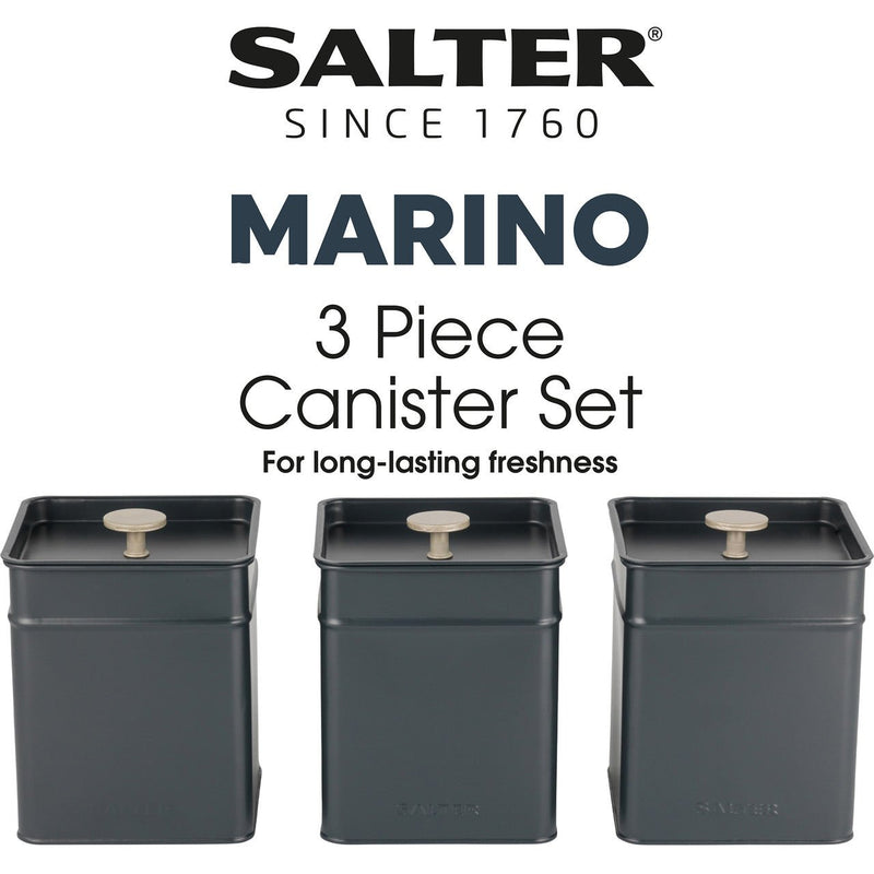 Salter Marino 3pc Canister Set – Blue/Grey - S/STEEL KITCHENWARE - Beattys of Loughrea